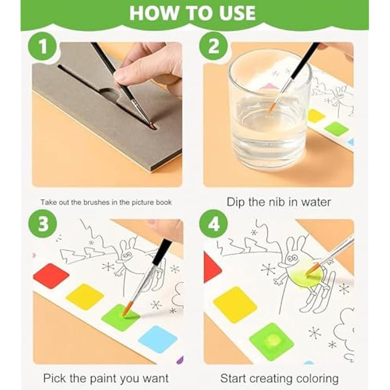 Glun Watercolour Painting Notepad For Kids Up To 4 Years, 20 Pages & 1 Paint Brush, Drawing Activity Kit (Pack Of 2) 0