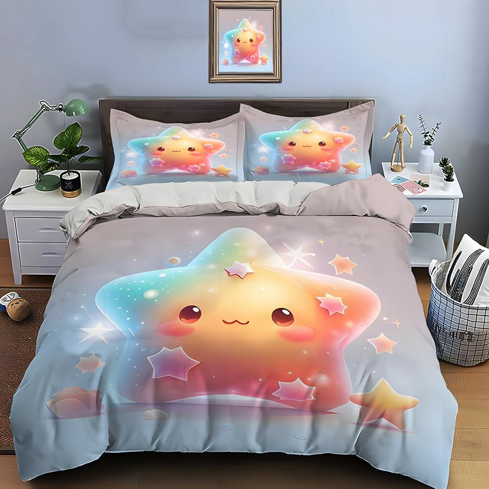 Cute Cartoon Stars Print Bedding Set Duvet Cover 1 Duvet Cover 2 Pillowcases Adult And Kids Bedding Set Luxury Children's Gifts