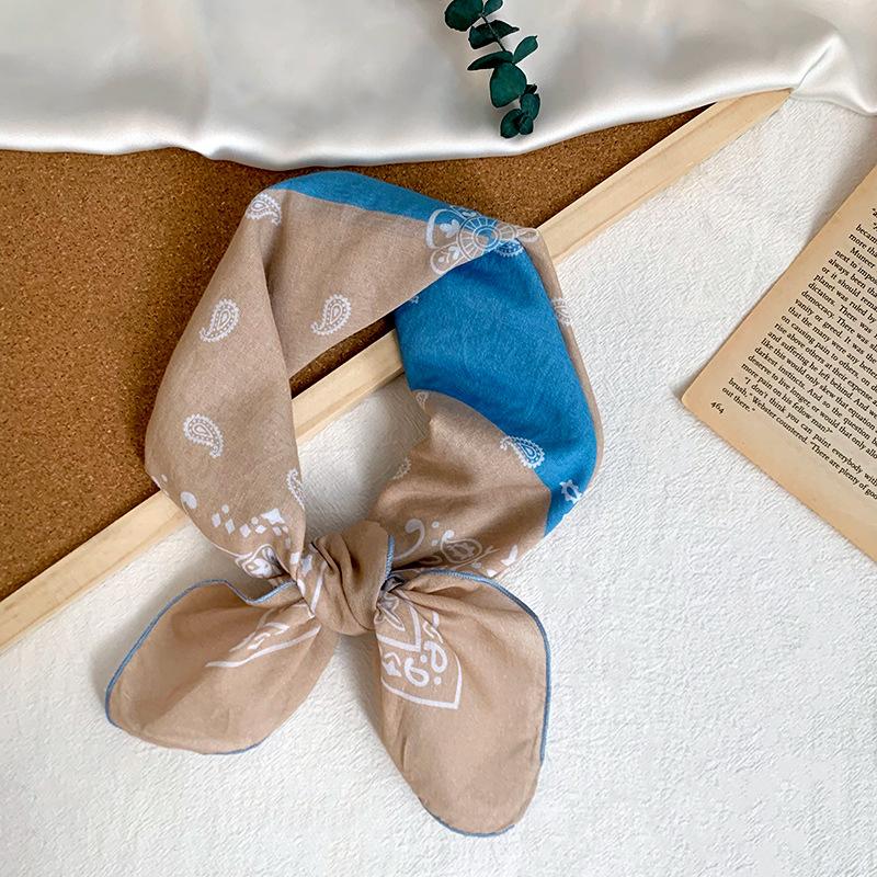 Cotton square scarf, silk scarf, high-end new small shawl, neck protector, small scarf, multi-purpose floral headscarf, headband, hair tie