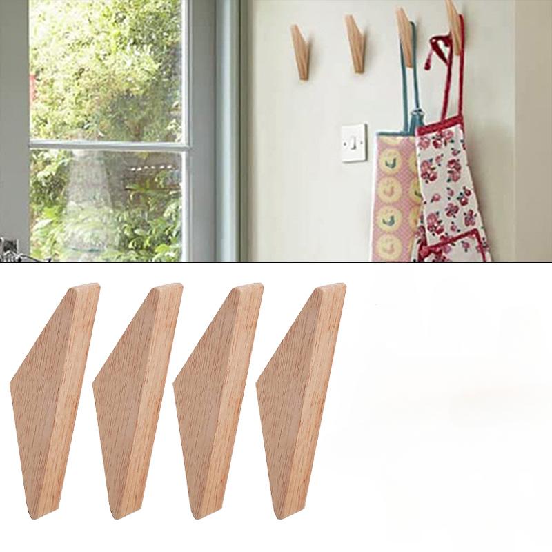 1/2/4 PCS Wooden Triangle Angle Hook Wall Mounted Coat Hooks Multi-Use for Hats&Bags Home Storage Accessory