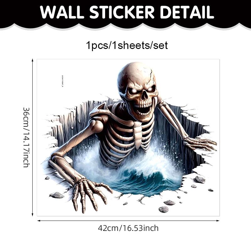 Halloween Wall Stickers 3D Effect Broken Wall Zombies Broken Wall Floor Stickers Pvc Self-Adhesive Bedroom Living Room Horror