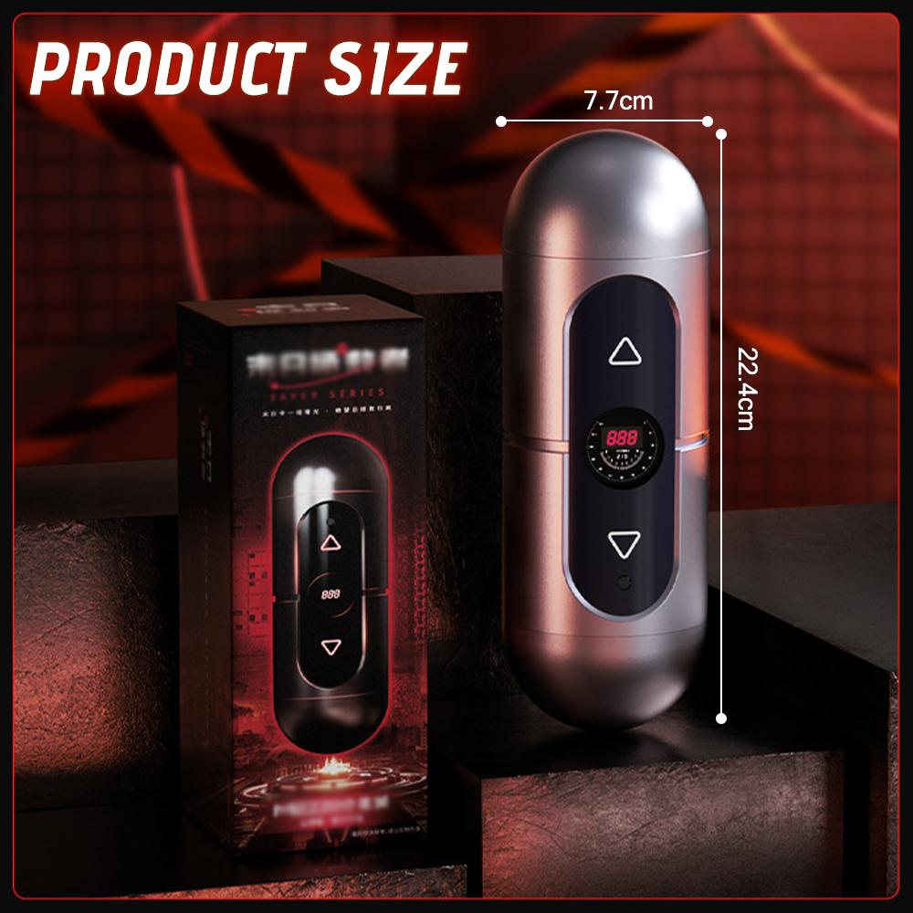 Pocket Pussy Male Masturbator Mouth Vaginal Double Head Penetration Channel Induction Vibration Sexy Moan Count Display Sex Toy