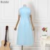 ZANZEA Women Elegant Casual Round Neck Sleeveless Dress