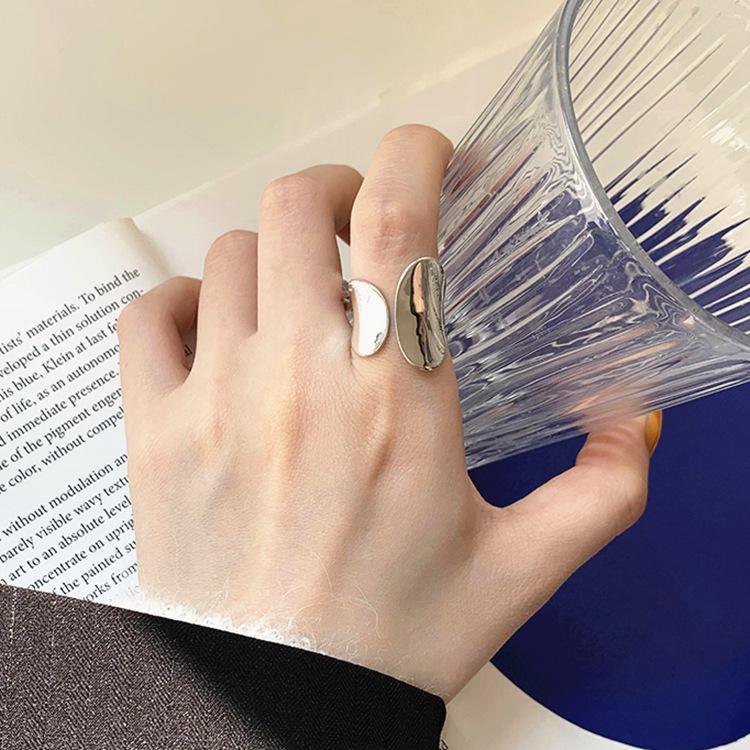Minimalist Silver Color Cuff Rings for Women Couples New Fashion Creative Smooth Pattern Geometric Party Wedding Jewelry Gifts