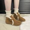 Fashion Winter New Belt Buckle Women Cotton Shoes Casual Flat Bottom Comfortable Botines Padded Outer Velvet Short Snow Boots Females