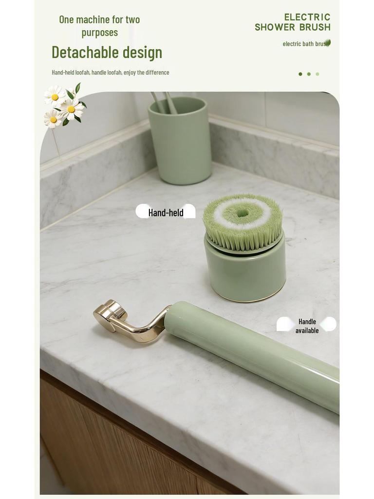 Long-Handled Electric Exfoliating Bath Brush - Automatic Back Scrubber for Removing Dirt & Dead Skin