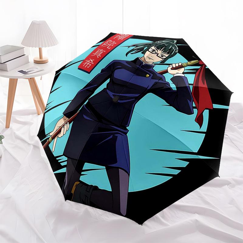 

1pc Zenrin Maki Automatic Opening Closing Umbrella with Convenient Three-Fold Design, 8-Bone Iron Frame Outdoor Umbrella, Perfect Gift for Fans, Trave