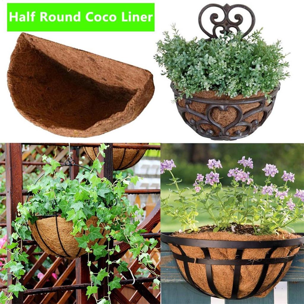 Coconut Fiber Liner Natural Half Round Coconut Coir Basket Fence Flower Baskets Plants Replacement Liners for Garden Flower Pot