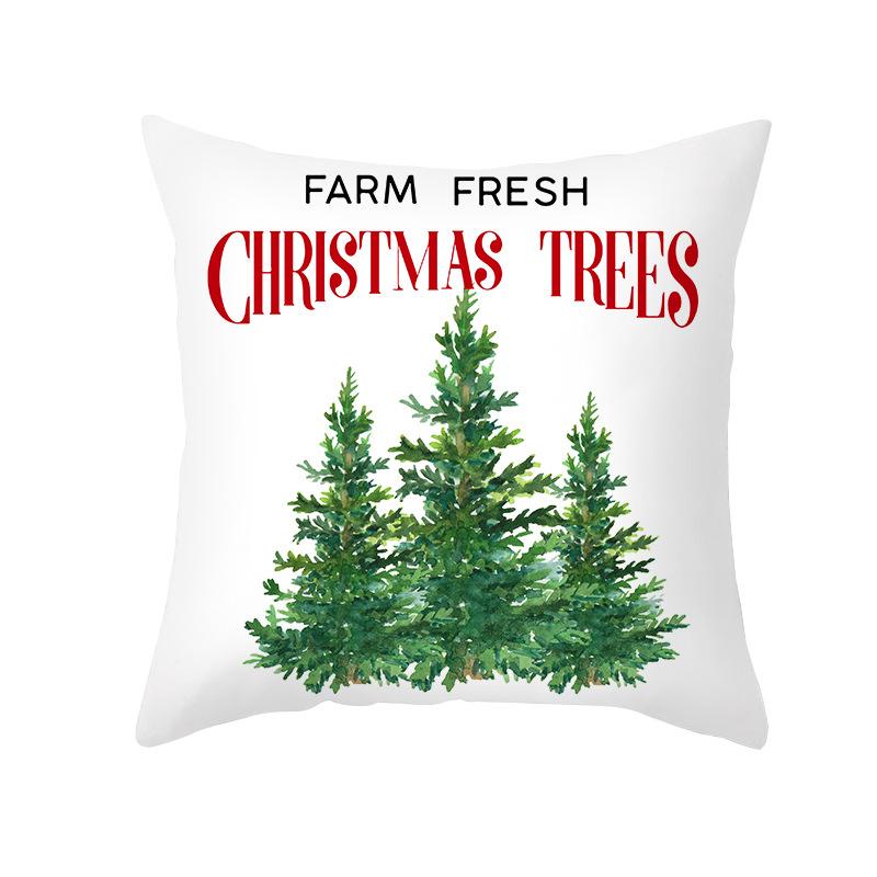Plaid Christmas Pillow Cover Letter Christmas Tree Sofa Cushion Cover Peach Skin Cushion Home