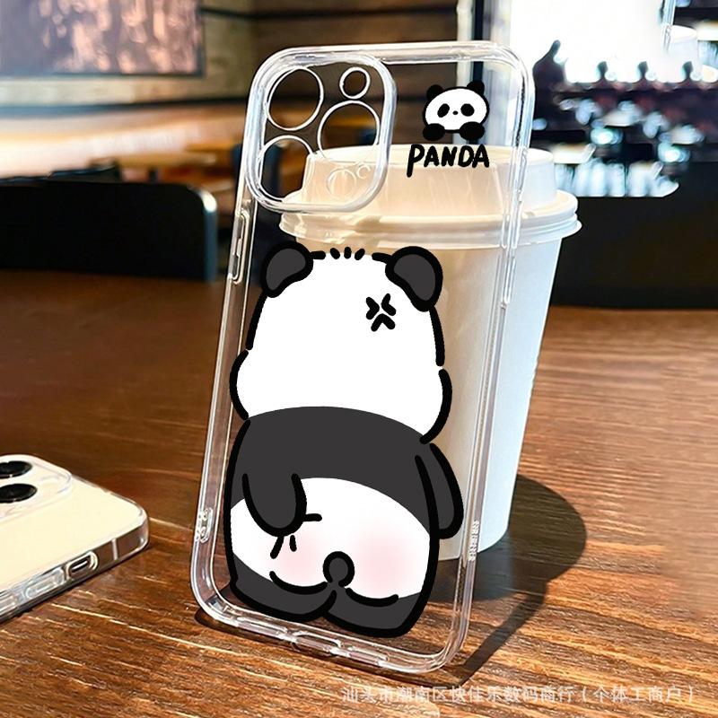 The black and white panda is compatible with iPhone 16 Pro Max and iPhone 11/12/13/14/15 Pro Max phone cases x/xs