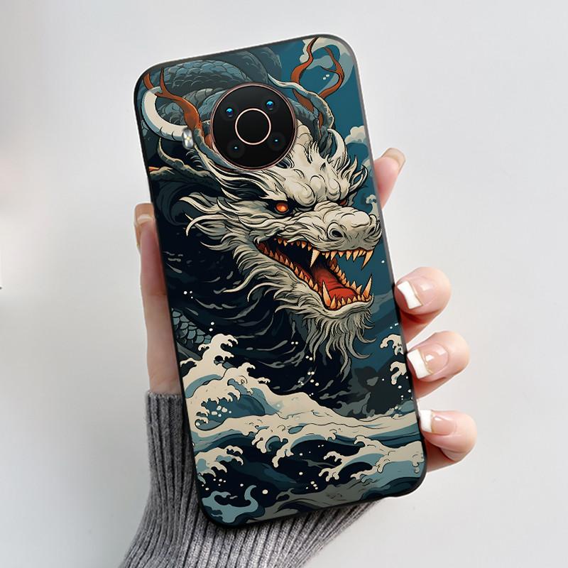 Viral Black Case For Nokia X20/Nokia X10 Fashion Dragon Kin Pattern Jelly Shell For Nokia X100 Shockproof Soft Cover