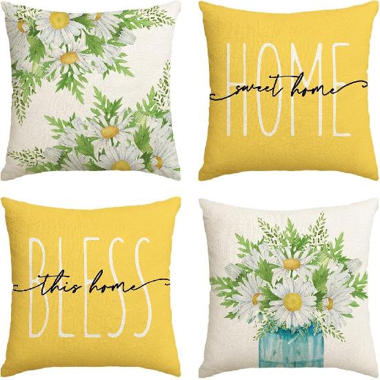 Throw Pillow Covers 16x16 Inch Set of 4,Lavender Home Sweet Purple Pillow Cases for Couch Sofa Outdoor Home Decorations