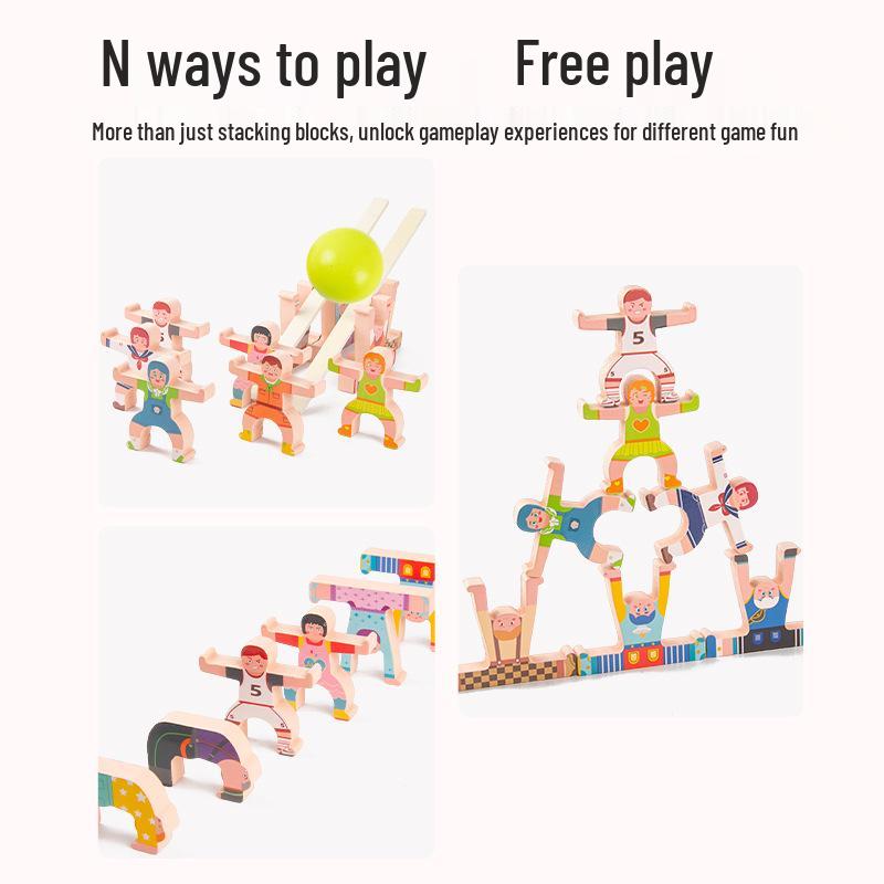 CE CPC Certified Children's Educational Wooden Hercules Balance Blocks: Parent-Child Early Education Stacking Toy.