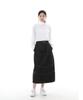 Seinteukeulu Wide Dome Half-Band Long Skirt Wdh-1303 Black Denim Brs