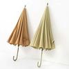 16-Rib Umbrella with Japanese-Style Fresh Design, Leather Handle, Curved Hook, Straight Pole, Large Double-Person Umbrella for Sun and Rain, Gift or