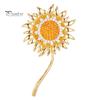 Strong Buckle Brooch Rhinestone Sunflower Pin for Women, Golden Flower Lapel Suit Dress Scarf Hat Bag Decoration, Clothing Accessory Gift Girls