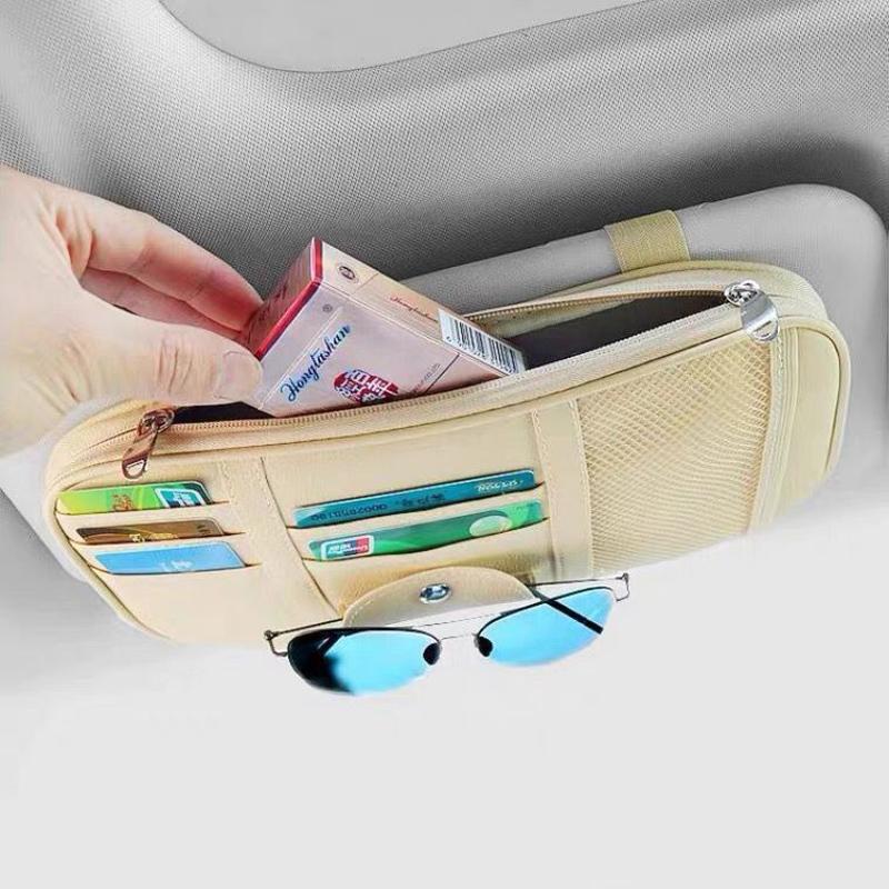 Car Sun Visor Card Sunglasses Holder Multifunction Point Pocket Organizer Storage Box Sunshade Bag Pouch Auto IC Card CD Holder