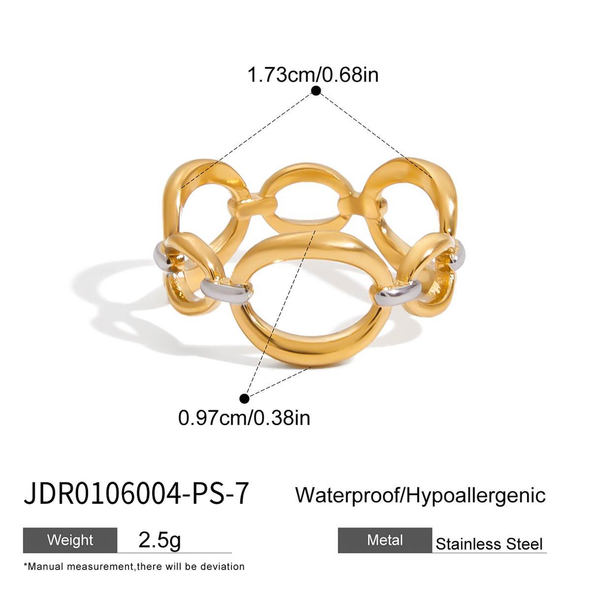 Modern minimalist 18K gold, gold and silver color matching O-shaped hollow ring jewelry