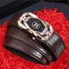 Men's Crocodile Pattern Leather Belt with Automatic Buckle - Cowhide Business Style Waist Belt