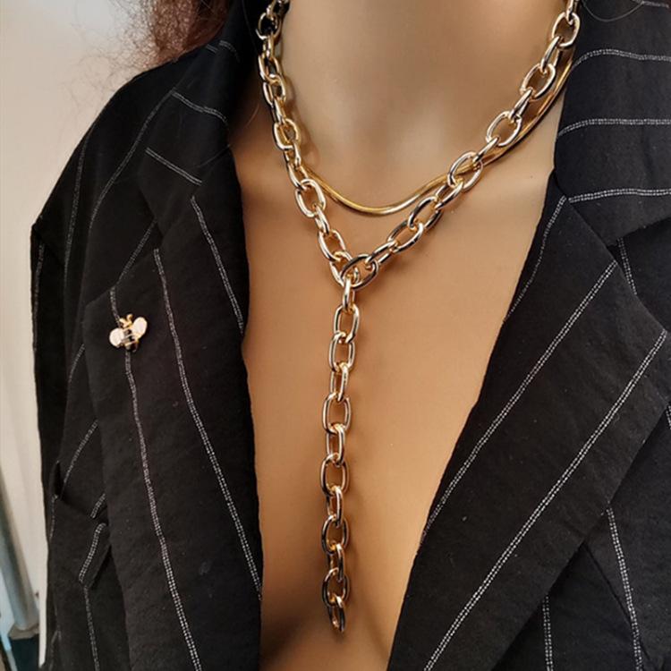 Punk Gothic Chunky Choker Necklace Collares Statement Hip Hop Rock Long Chain Necklaces Set Women Men Steampunk Jewelry