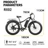 BURCHDA RX02 1500W 80km Ηλεκτρικό Ποδήλατο Βουνού 26" 48V 15Ah Μπαταρία Λιθίου Πλατύ Ελαστικό Ebike Για Ενήλικες