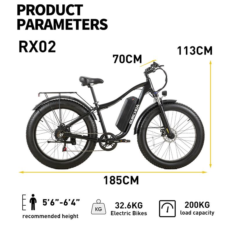 BURCHDA RX02 1500W 80km Ηλεκτρικό Ποδήλατο Βουνού 26" 48V 15Ah Μπαταρία Λιθίου Πλατύ Ελαστικό Ebike Για Ενήλικες