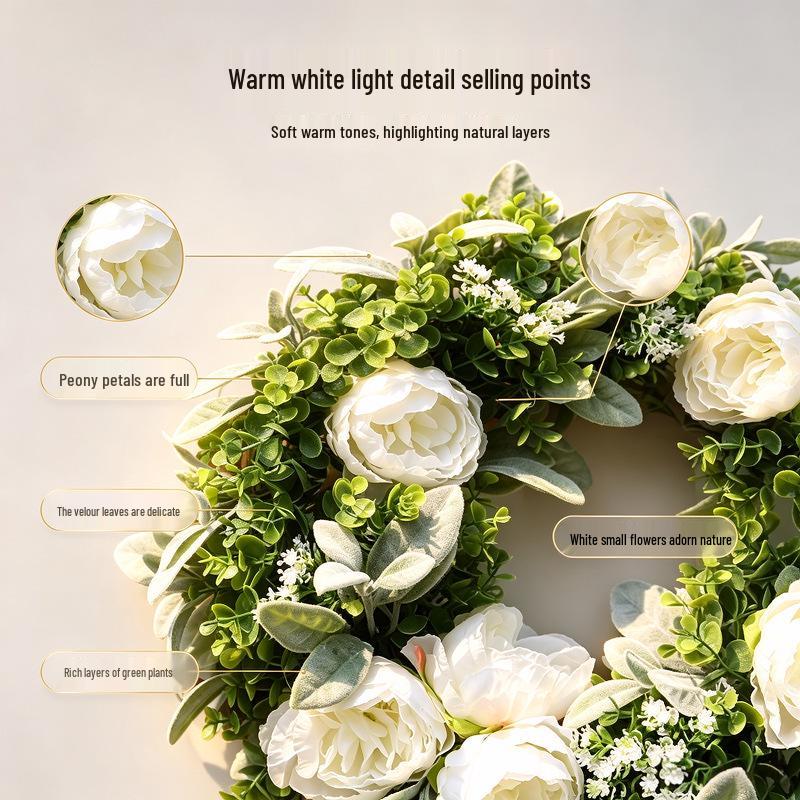 Spring Faux Peony & Eucalyptus Wreath for Home, Front Door, Kitchen, Living Room, Bedroom & Outdoor Decor