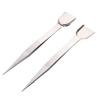 Stainless Steel Gemstone Appraisal Tweezers with Shovel Auxiliary Clip Tool