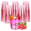 100 Adet 12Oz/360Ml Pembe Tek Kullanımlık Bardaklar Şeffaf Plastik Kokteyl Bardakları Tatlı Bardakları İçki Bardakları Pembe Parti Şarap Bardakları Düğün İçin