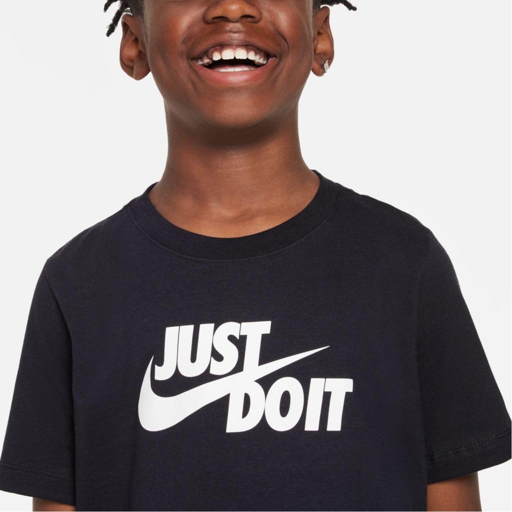 Nike Sportswear Printed Letter Crew Neck Straight Cut Short Sleeve T-Shirt Kids Tops Black FV4078-010