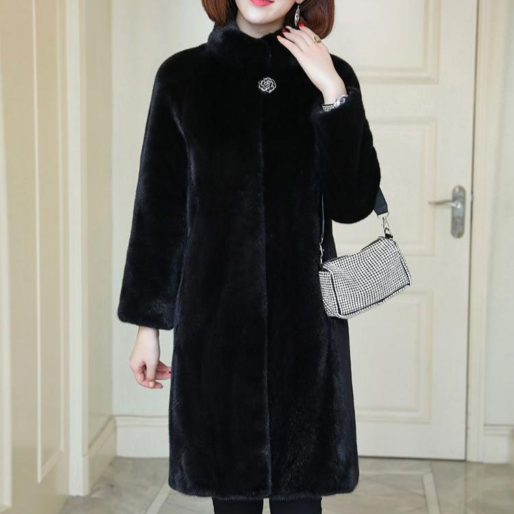 

Женские длинные пальто из искусственного меха со стойкой, с длинным рукавом, пальто, толстое, теплое, уличная одежда Y2k, элегантная верхняя одежда с открытым швом, осень-зима XL чёрный