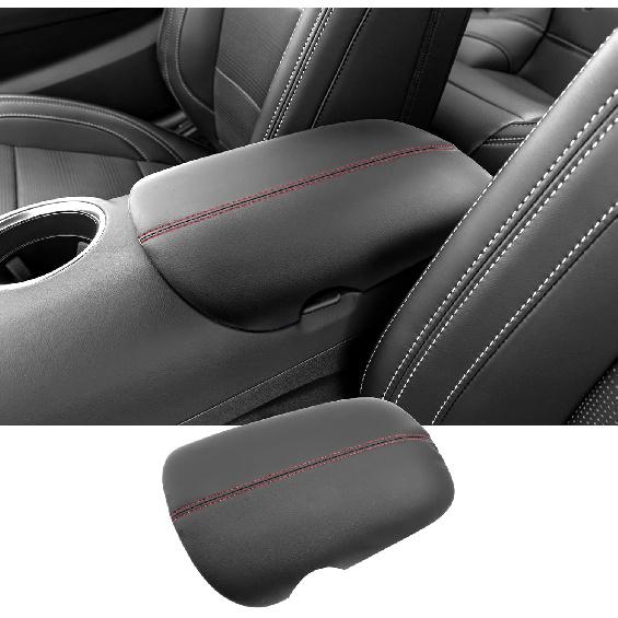 

2025 2026 Bronco Sport Center Console Cover for Ford Bronco Sport (Big Bend/Heritage/Free Wheeling/Outer Banks/Badlands), Cushion&Comfy Leather (for Mustang) Black-Red L
