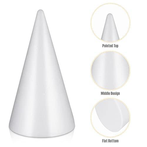 EXCEART Styrofoam Cone, 345mm X 195mm, White, for DIY Handmade Crafts, Colorable, Glueable, and Pinable, Perfect for Parents and Children, Daycare, Cl