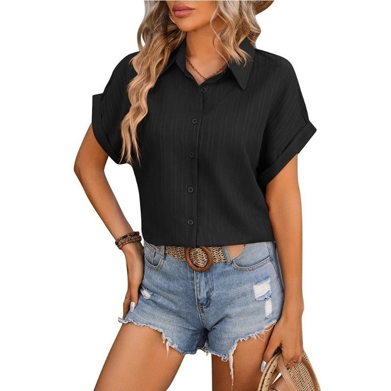 Spring and Summer New Women's Solid Color Simple Off-shoulder Casual Loose Short-sleeved Shirt for Women