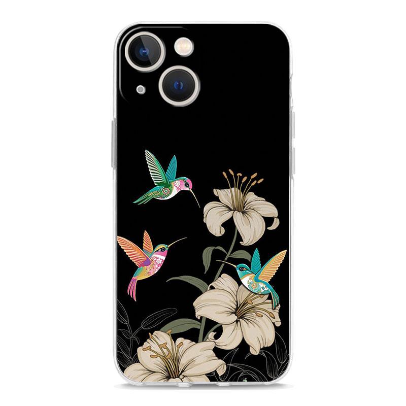 Phone Case For iPhone 16 Cases iPhone 15 12 13 14 16 Pro Max X XR XS Max 15 Plus 16Pro iPhone11 Clear Soft Cover Hummingbird