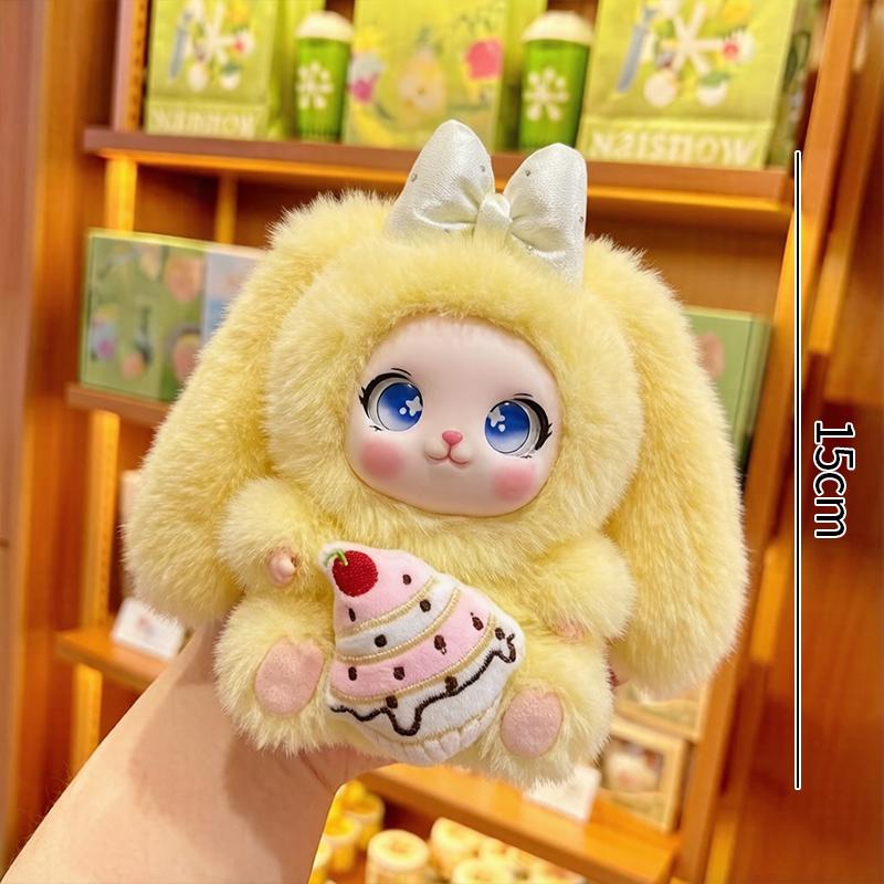Cartoon Fur Rabbit Doll Figure Keychain Plush Cute Vinyl Doll Figurine Trendy Blind Box Toy Schoolbag Hanger Pendant Decoration