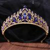 DIEZI Baroque Sweet Blue Crystal Crown Bride Tiara For Women Wedding Elegant Princess Headpiece Hair Zircon Punk Accessories