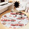 Fire Truck Printed Round Rug Carpet Chair Rug Area Rug Entryway Doormats,for Office Chair Living Room Bedroom Kitchen Room.