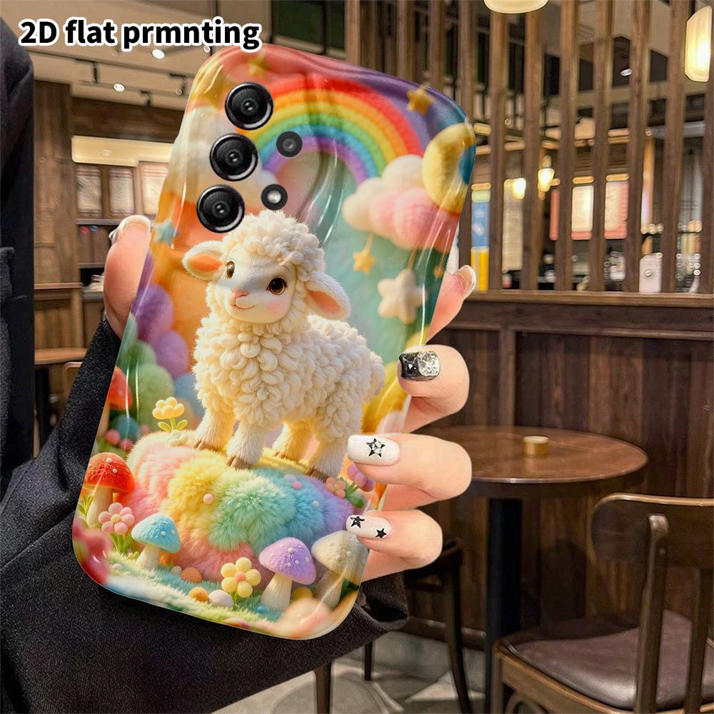 Phone Case: 2D flat, suitable for Samsung Galaxy A34 A35 M05 M06 S20 S22 S21 FE Plus 5G, rainbow cloud little sheep, perfect Christmas and Halloween h