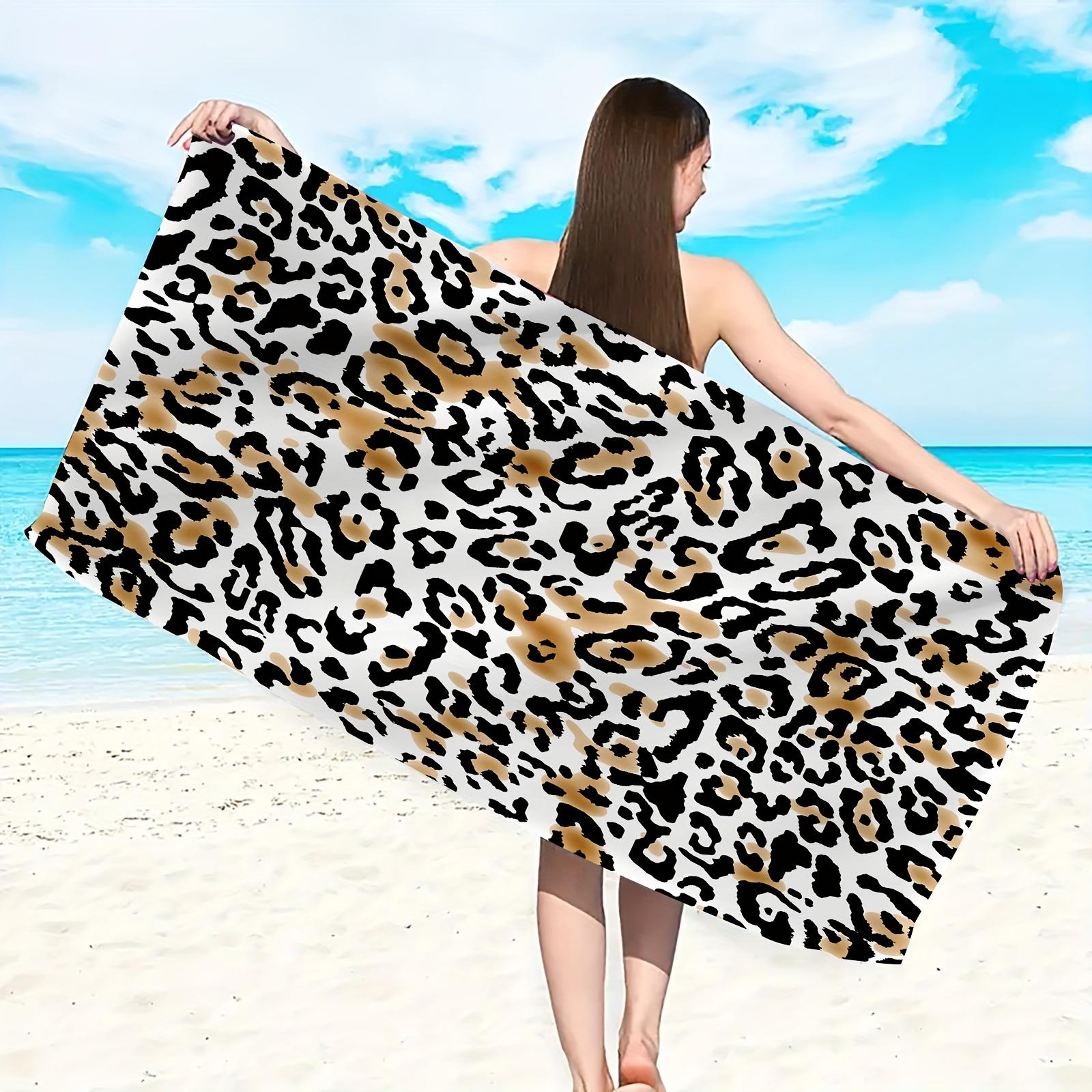 Serviette de Plage Imprimé Léopard - Serviette Élégante en Microfibre à Motif Animal, Douce Séchage Rapide Sans Sable Pour Voyage Piscine Amateurs de Mode 27x55inch 70x140cm&1pc