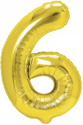 Number Six Foil Balloon 6, Gold, 40