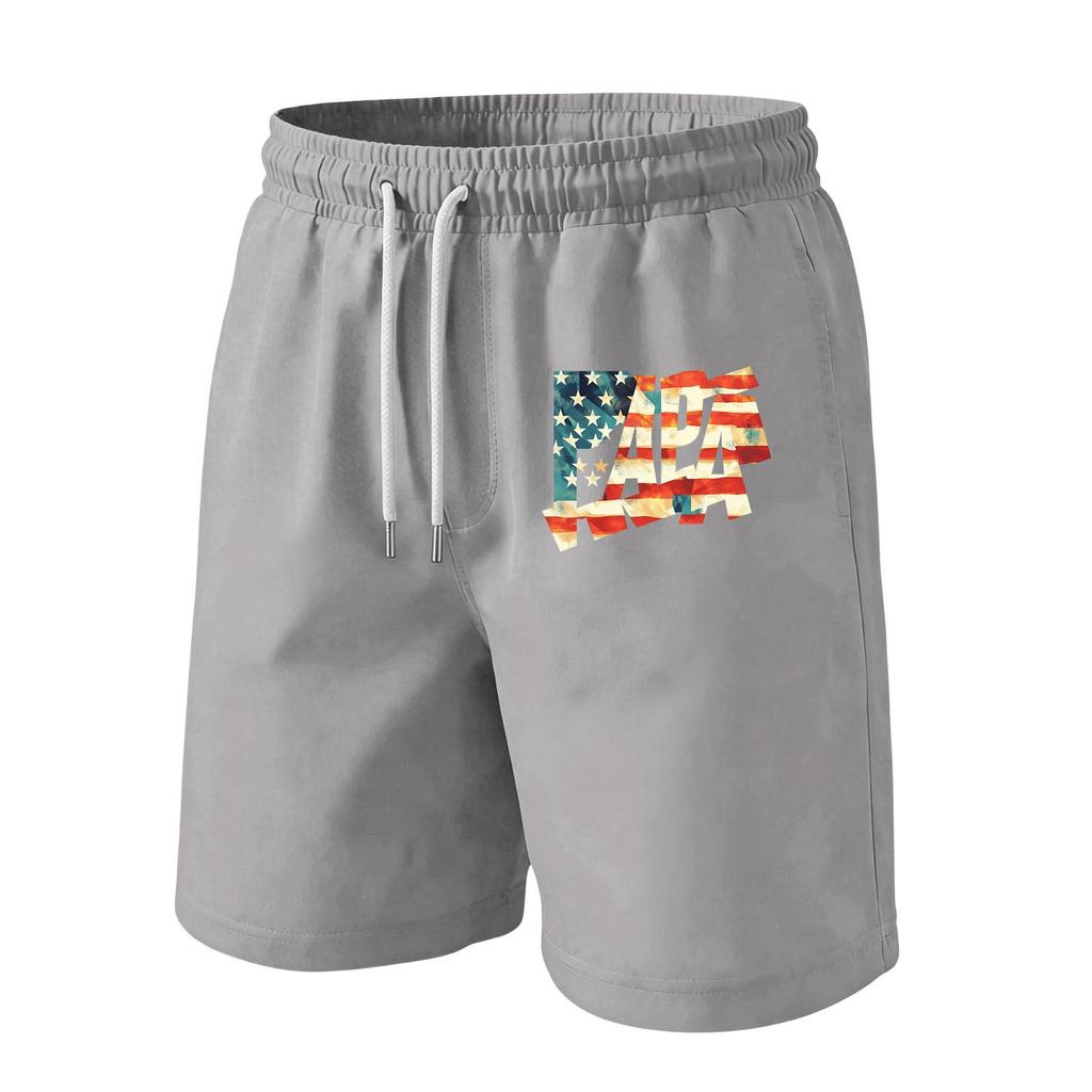 Men's Casual Drawstring Waist Shorts with Flag Print Lightweight Comfortable Fit Suitable for Daily Wear and Outdoor Activities