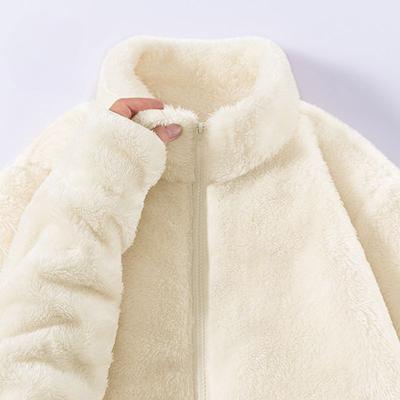 Fleece Jacket Women's Autumn and Winter Double-sided Fleece Clothes Thermal Stand-up Neck Cardigan Stand-up Neck Jacket