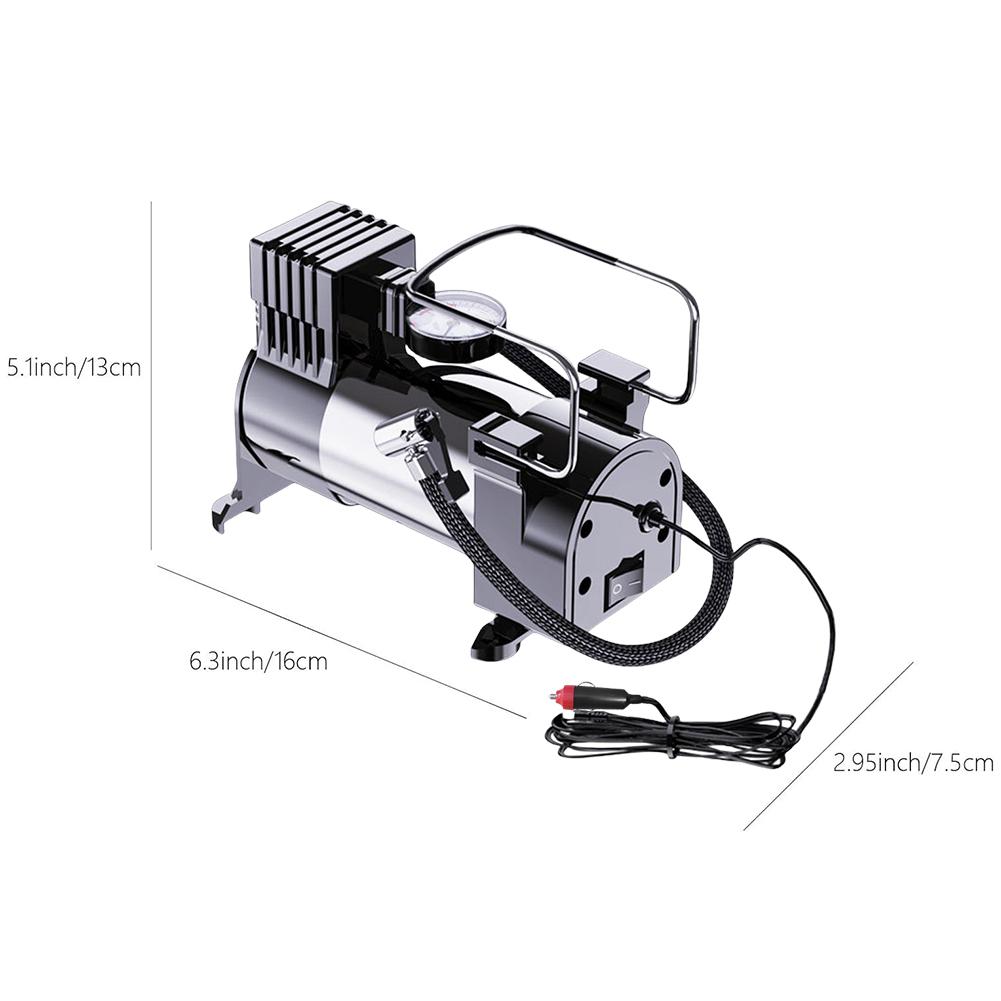 Portable Air Compressor with Pressure Gauge Car Tire Pump 12V Cylinder Power System Mini Air Compressor Car Tire Inflatable Pump