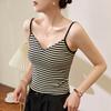 Women's Cotton Striped Camisole Vest Summer New V-neck Sexy Backless Hot Girl Inside Out Sleeveless Tops