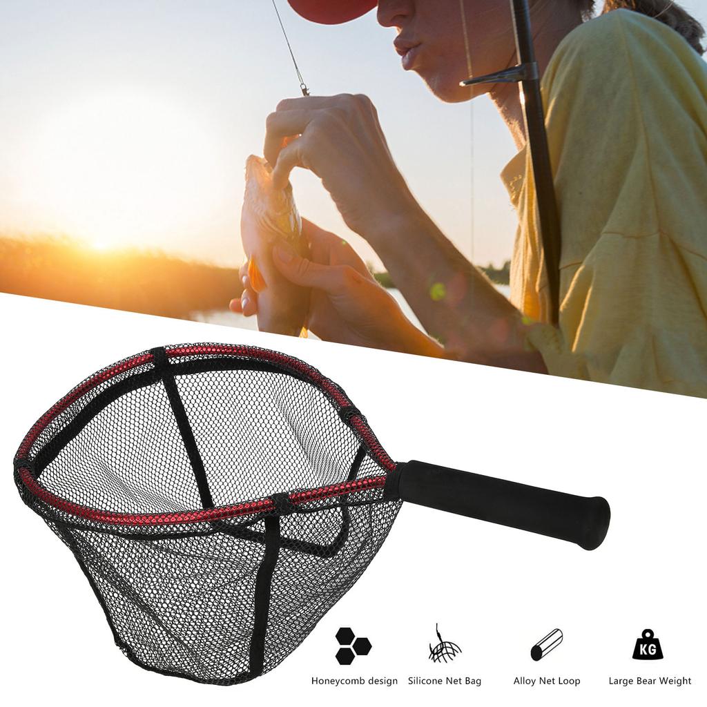 Fishing Net Bag Aluminium Alloy Handheld Diddlenet Lure Portable Small Hand Brailer(red )