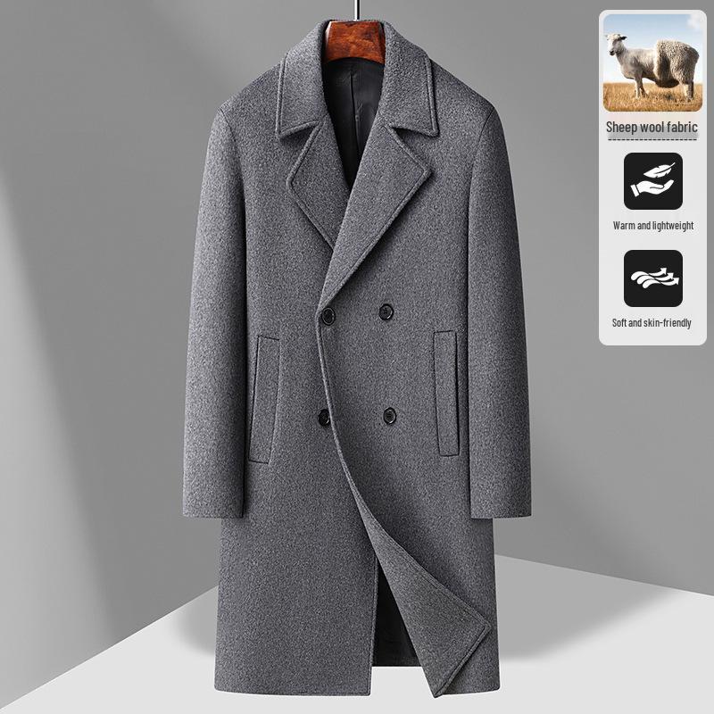2025 Men's Mid-Length Double-Breasted Wool Cashmere Coat