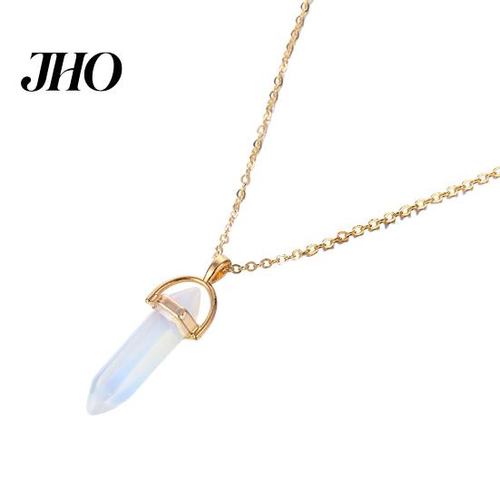 Chain Pendant Necklace Faux Crystal Stone Decorative Women Metal Jewelry Accessories Fashion