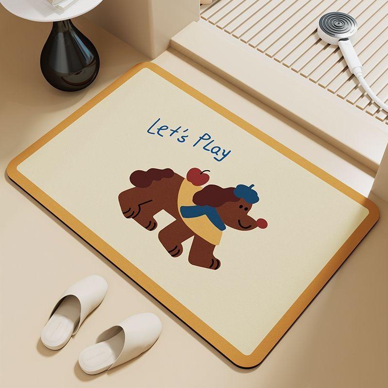 Dachshund Puppy Absorbent Floor Mat Diatom Mud Bathroom Door Foot Pad Non-slip Toilet Toilet Door Cute Foot Pad