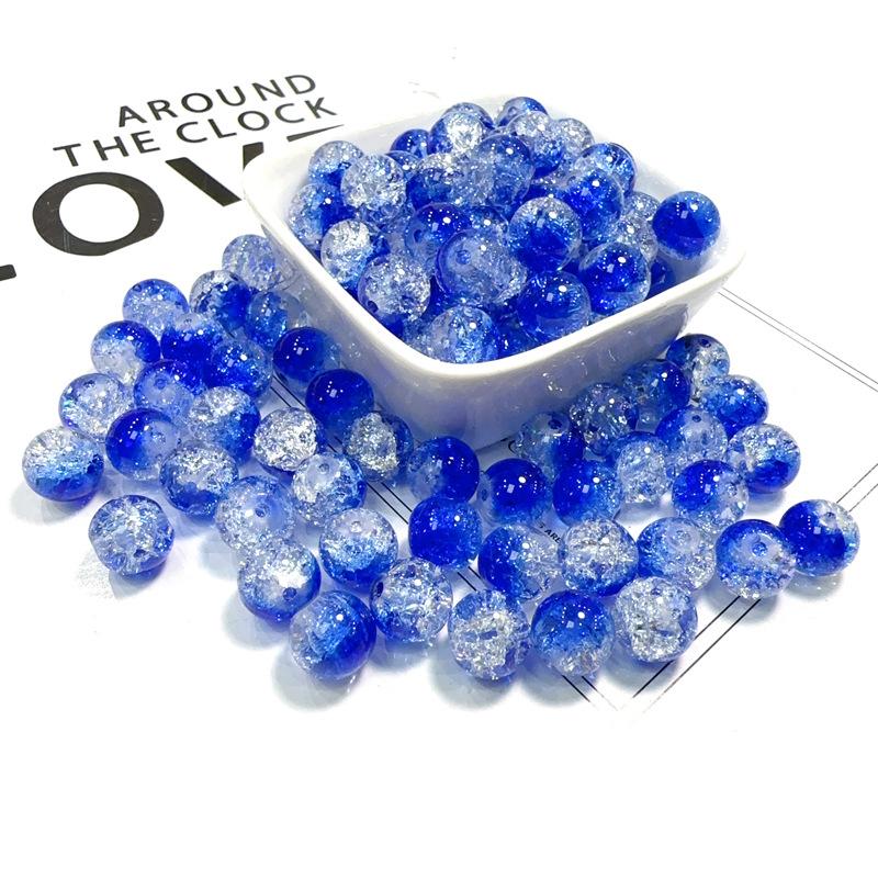 10mm Crackle Glass Round Beads, Loose Spacer Beads DIY Accessories for Bracelet Making 50pcs